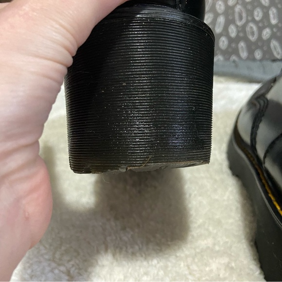 Dr martens leather platform combat boot size 8 Leona black lace up euc - Picture 6 of 10